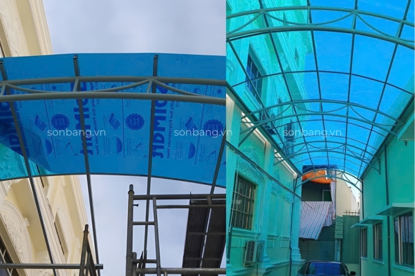 Cong trinh mai che Poly Ban kinh te Tay Ninh 2 Công trình mái che Poly giá tốt hơn 200m2