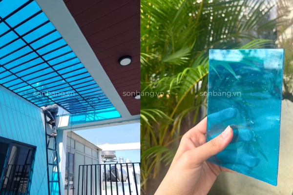 Cong trinh mai che Poly Ban kinh te Tay Ninh 6 Công trình Poly làm giếng trời khác màu xanh Tosca