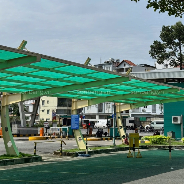 Mái che nhà xe từ Poly rỗng màu xanh ngọc tại Tân Bình