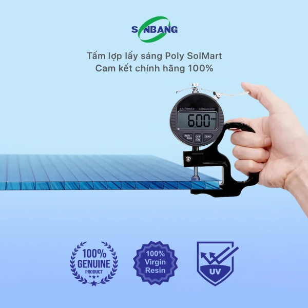 Tấm Polycarbonate rỗng 6mm chính hãng SolMart