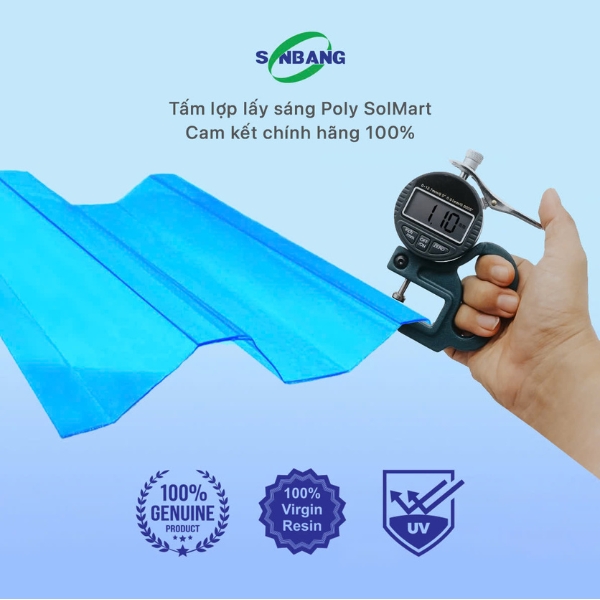 Tôn nhựa lấy sáng Polycarbonate 1.1mm SolMart chính hãng 