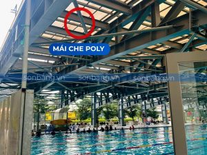 Mái che Poly cho hồ bơi tại trường Đại học Văn Lang 
