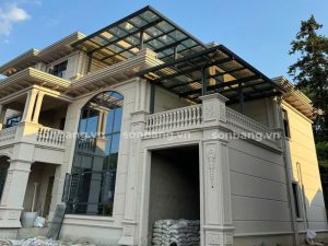Mẫu mái che Poly màu trà đẹp cho biệt thự, Villa 