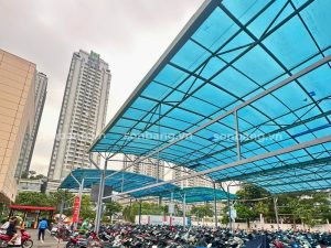 Mẫu mái che Polycarbonate đẹpcho nhà xe trung tâm thương mai/trường học